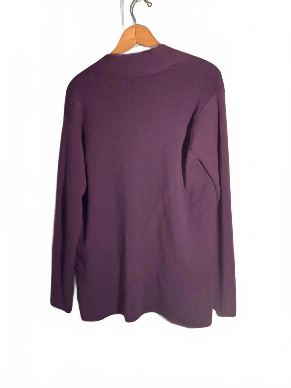 Eileen Fisher Purple Open Front Merino Wool Cardigan Sweater - Women's Large - Picture 8 of 8